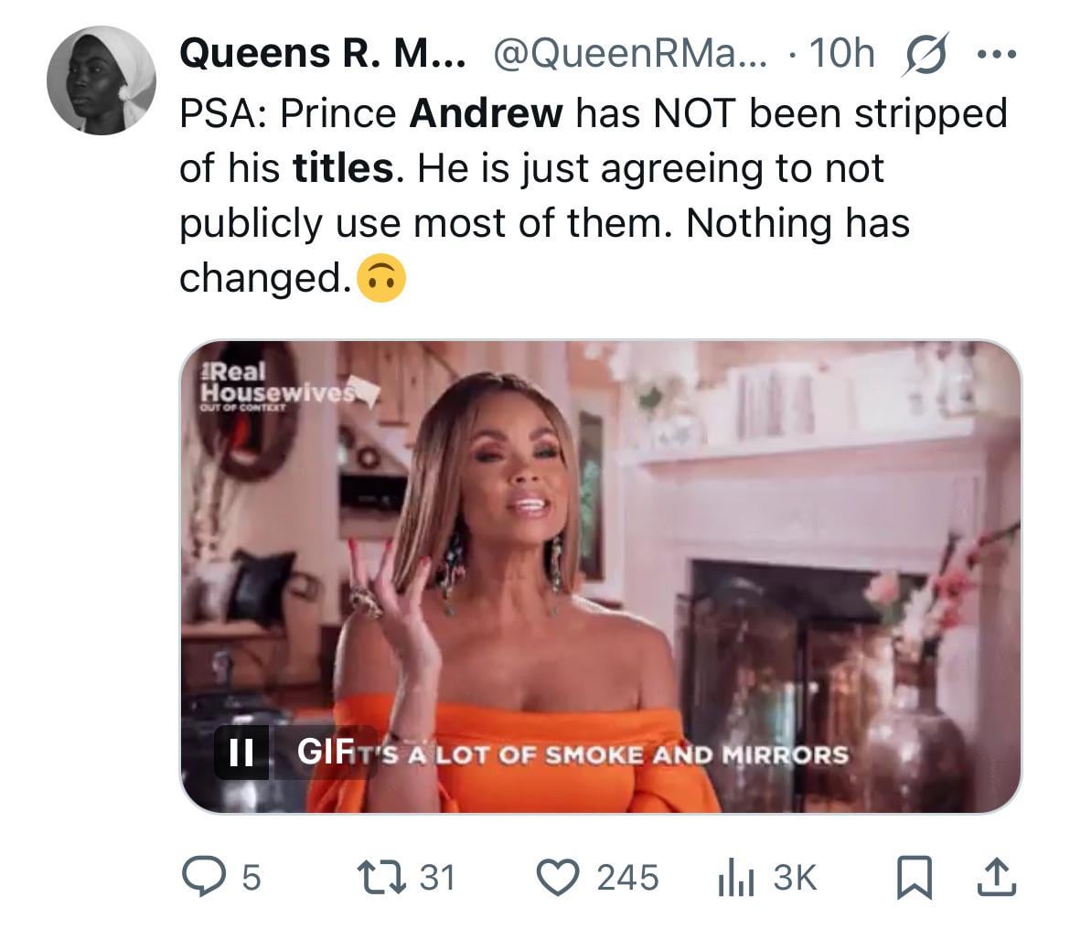 PSA: Prince Andrew is still the Duke of York.  Nothing had changed 🙃