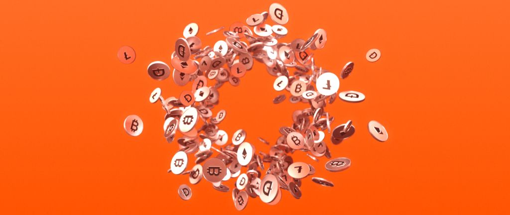 Coins spiraling in a circle