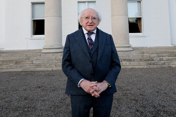 President Higgins outside Áras one last time prior to departing from Áras an Uachtaráin for the last time as President