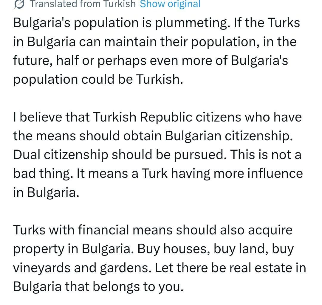 one of Turkey’s main influencers calls for the colonisation of Bulgaria following Montenegro crisis