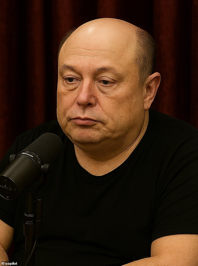 The Daily Mail fed a grab of Musk on Rogan's show into Microsoft Copilot and asked: 'Using this image, what would Elon Musk look like without hair transplants or weight loss drugs?'