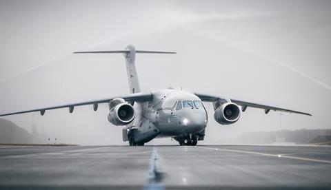 Hungarian air force C-390 arrival