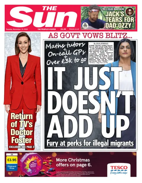 The headline on the front page of the Sun reads: “It just doesn't add up”.