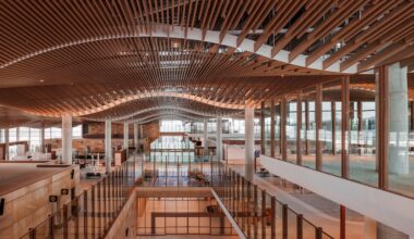 Western Sydney International Airport undulating slatted wood ceiling terminal