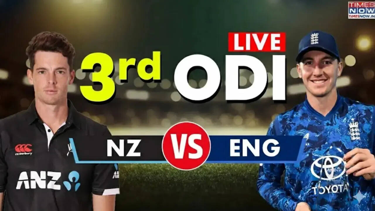 NZ 196/7 (38.1) vs ENG | New Zealand vs England Live Score 3rd ODI | Watch NZ vs ENG Live Score | Match Scorecard, Ball-by-Ball Commentary & Updates