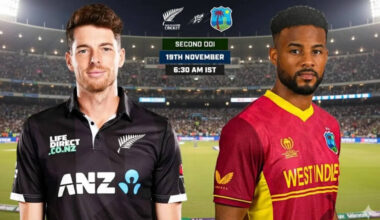 WI 8/0 (3.5) vs NZ | New Zealand vs West Indies 2nd ODI Live Score | New Zealand vs West Indies 2nd ODI Match Scorecard, Ball-by-Ball Commentary Updates