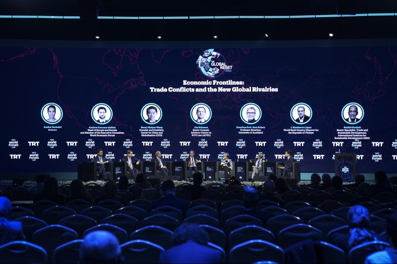 The TRT World Forum 2025 in Istanbul, under theme "Global Reconstruction: From the Old Order to the New Realities," held "Economic Frontlines: Trade Wars and New Global Rivalries" session, Nov. 2, 2025. (AA Photo)