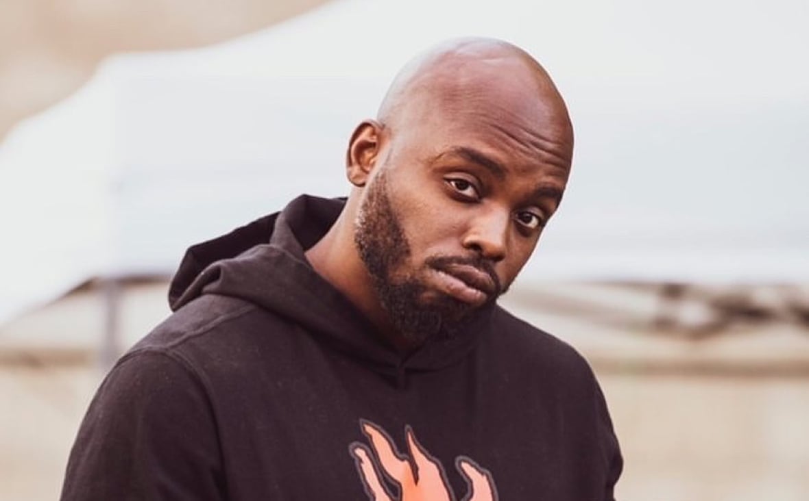 Man wearing a hoodie.