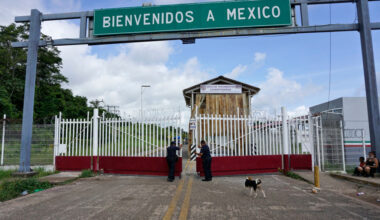 The border before migrants arrive to El Ceibo, Guatemala