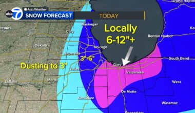 Chicago snow accumulation: Winter Storm Warning issued, dangerous driving conditions prompts some CPS school closings Monday