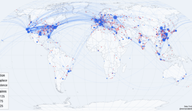 [OC] Where 3,100 billionaires were born and where they live now