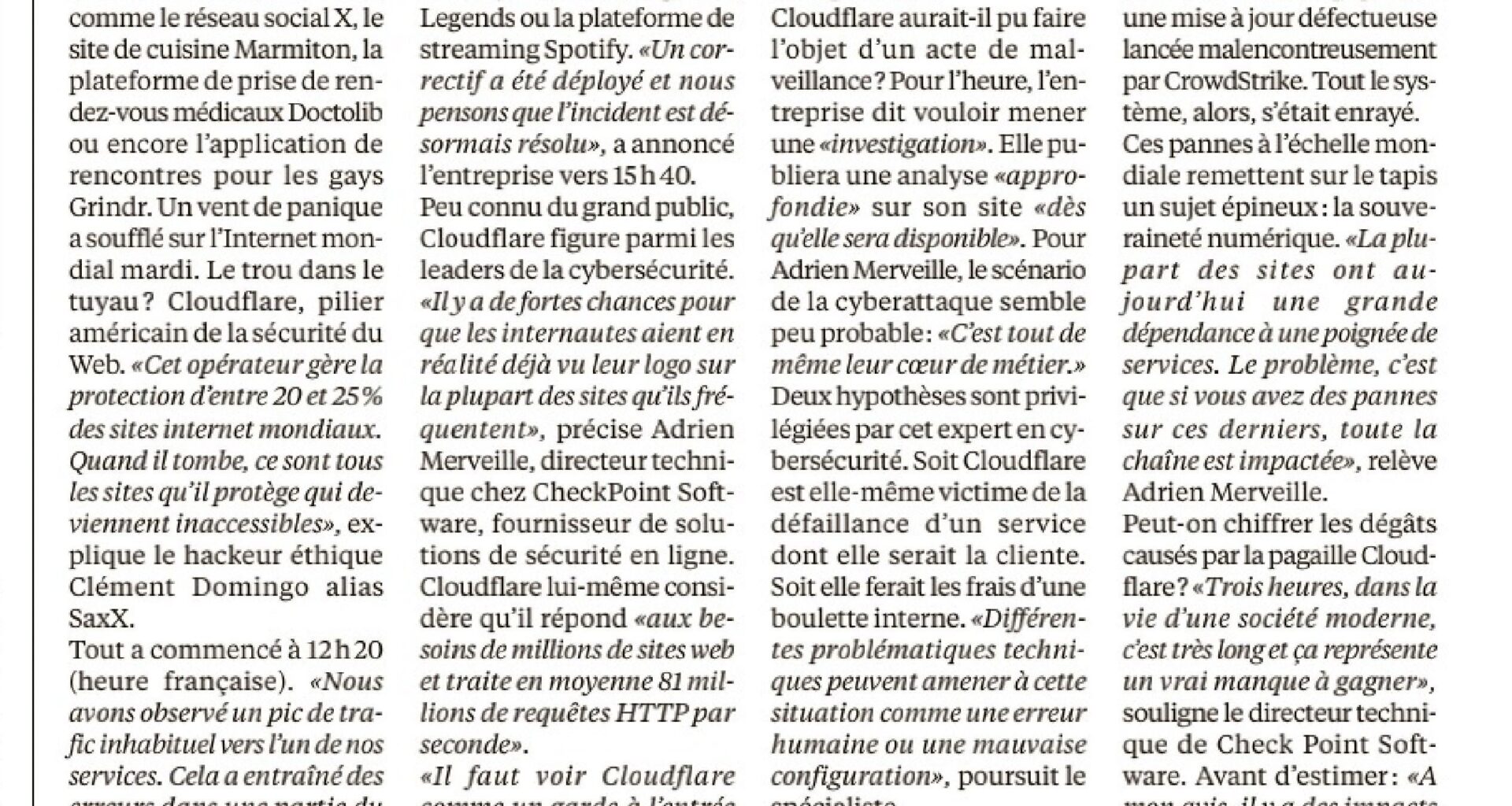 La panne de Cloudware ? (Libération du 19/11/25)