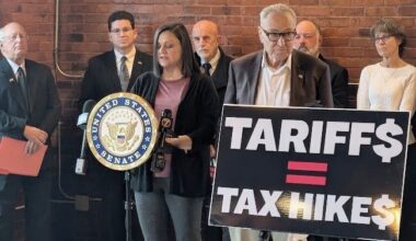 Senator Chuck Schumer holds a press conference at 1812 on the River in Watertown. Photo: Richard Haller