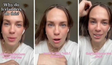 Icelandic woman demonstrates speaking while inhaling