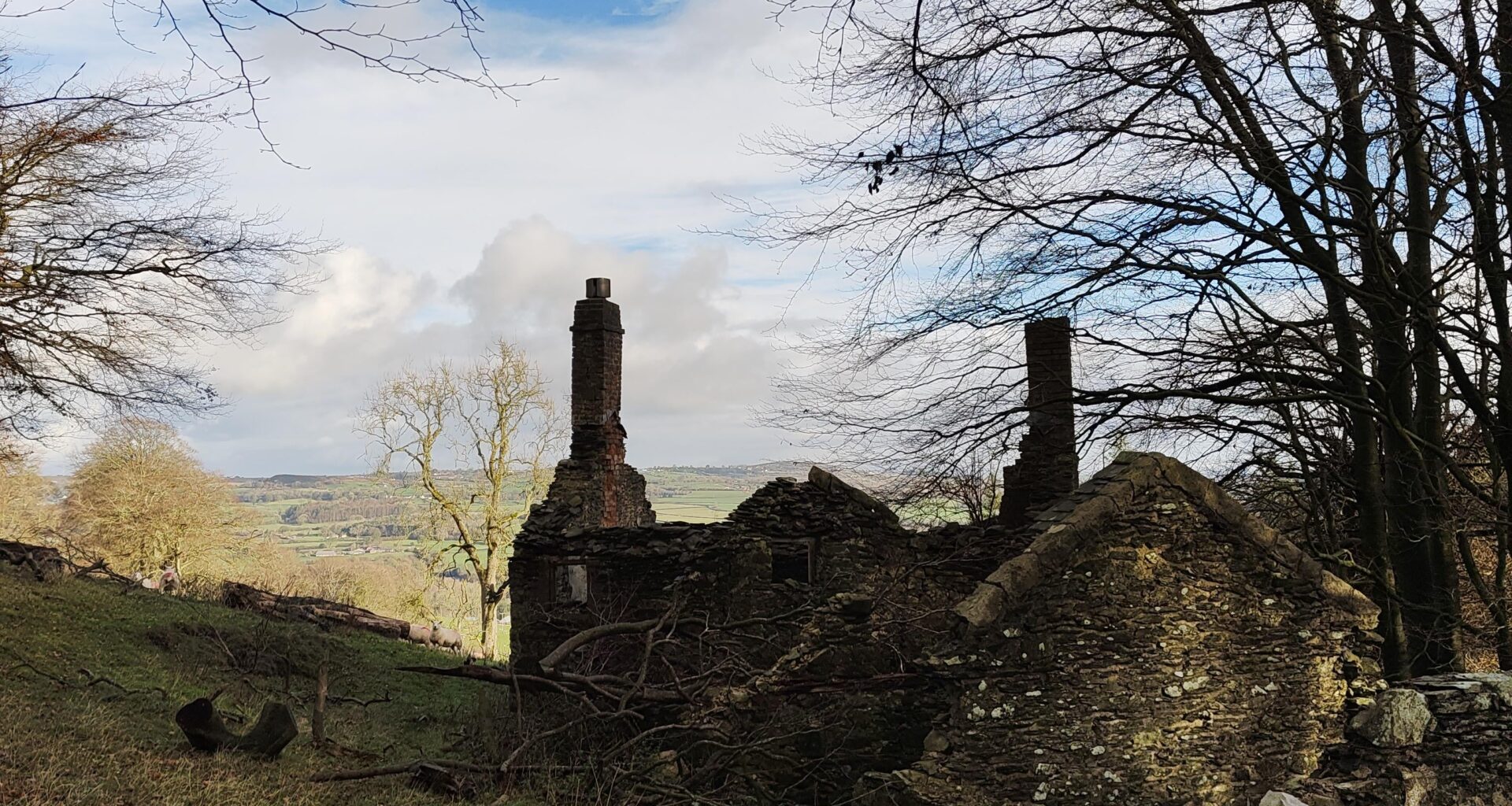 A tumbling down old farm house, nestled in the Clwydian