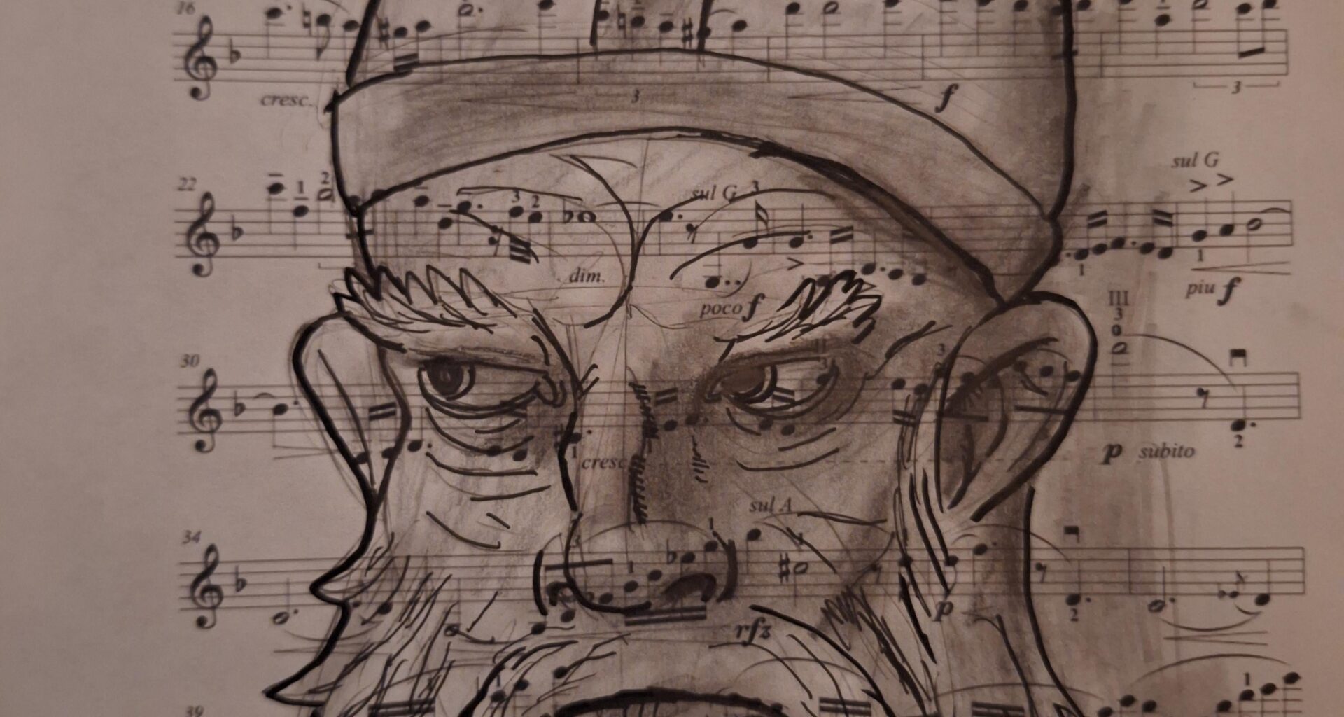 Väinämöinen portrait on Sibelius sheet music