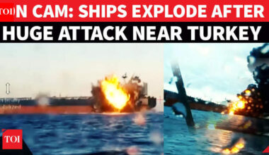BLACK SEA VIDEO: Huge Fireball As Ships Explode After Drones Slam Into Vessels Near Turkey