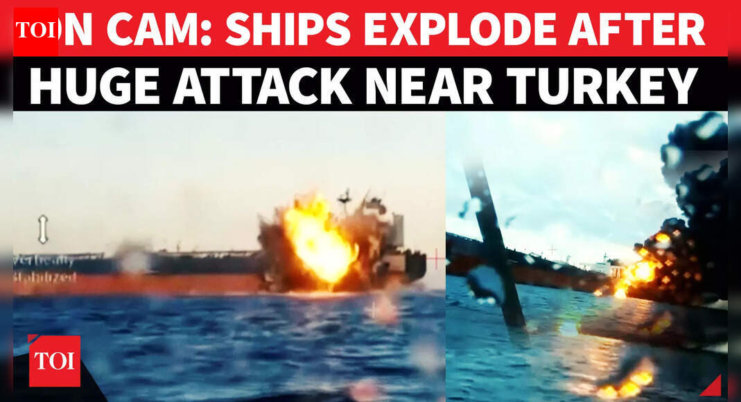 BLACK SEA VIDEO: Huge Fireball As Ships Explode After Drones Slam Into Vessels Near Turkey