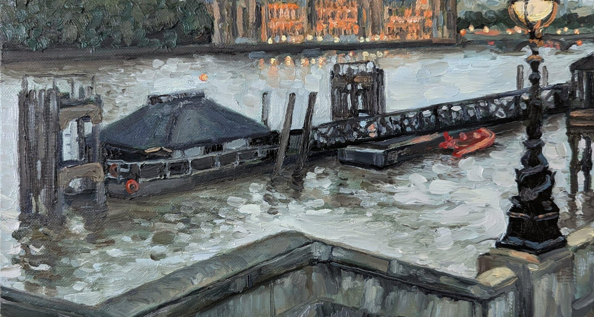 This is my oil painting of Westminster from Lambeth Bridge, London. It was one of those long summer days where the lights come on well before the sun fully sets. I hope you like it!