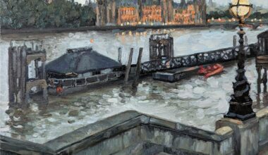 This is my oil painting of Westminster from Lambeth Bridge, London. It was one of those long summer days where the lights come on well before the sun fully sets. I hope you like it!