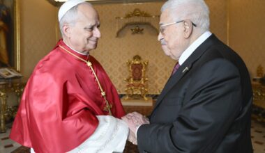Pope Leo meets with Palestinian President Mahmoud Abbas