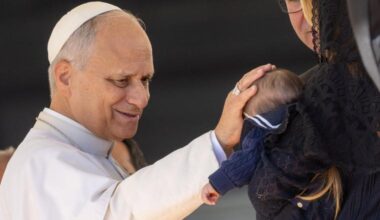 Pope Leo XIV during the weekly general audience this morning at St. Peter's Square.