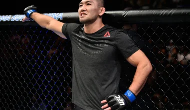 Yushin Okami of Japan reacts to his submission loss to Ovince Saint Preux in their light heavyweight bout during the UFC Fight Night event inside the Saitama Super Arena (Image via Getty)