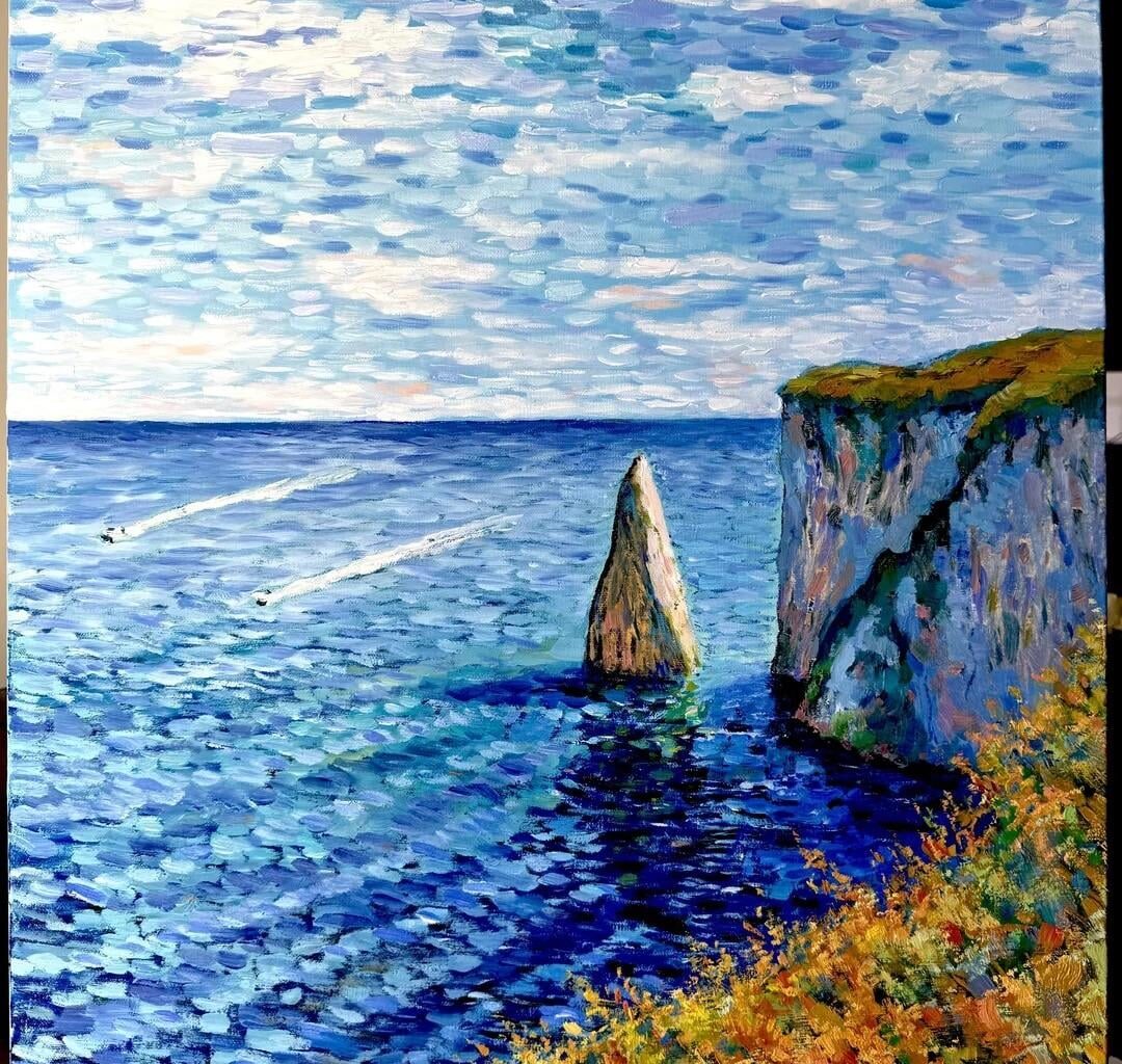 White cliffs in Dorset near Corfe Castle. My oil painting based on my photo