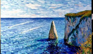 White cliffs in Dorset near Corfe Castle. My oil painting based on my photo