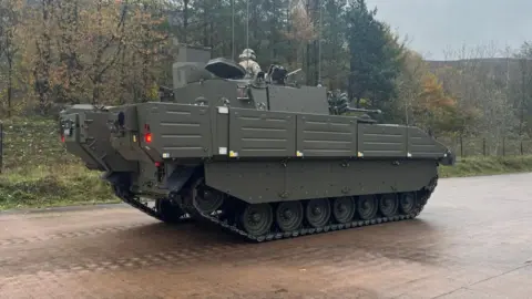 BBC The green Ajax armoured vehicle