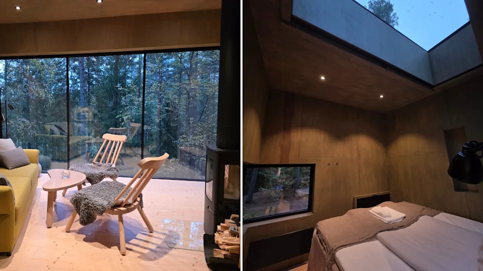 interior of a treehouse at Trakt Forest Hotel