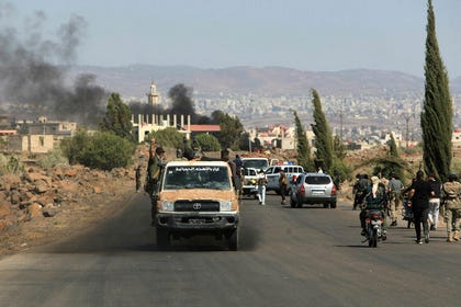 Syrian security forces near Sweida in July. Credit: Bakr Alkasem/AFP Syrian security forces near Sweida in July.