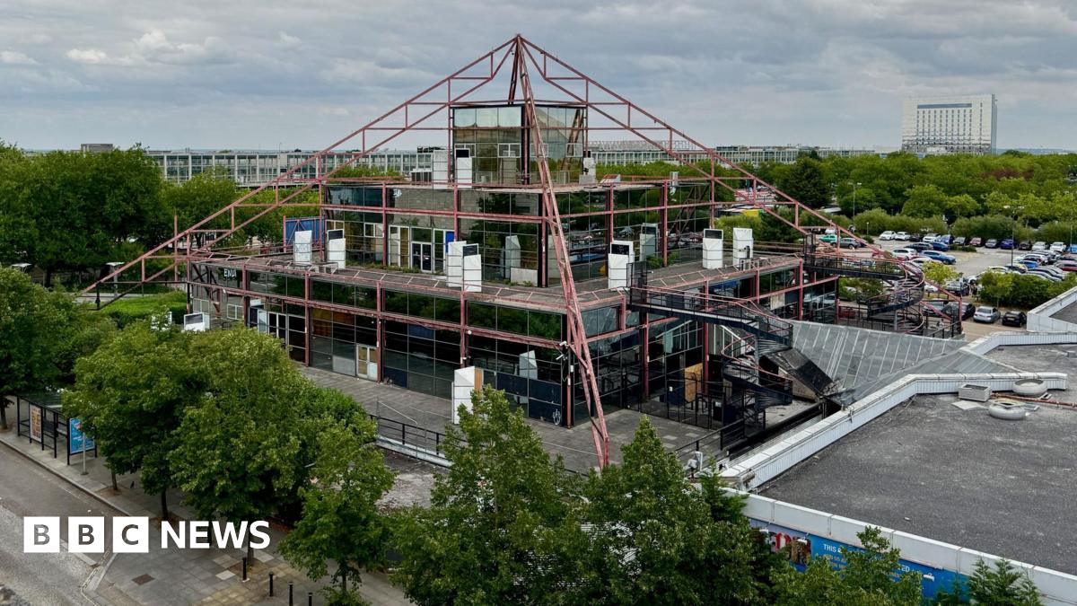 A view from a high vantage point of The Point building in Milton Keynes as it looks today