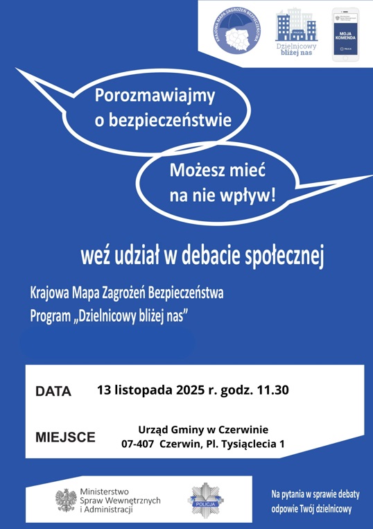 ZAPROSZENIE NA DEBATĘ SPOŁECZNĄ W CZERWINIE - Aktualności