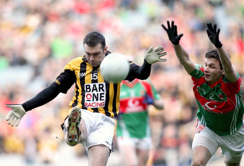 Crossmaglen's Oisin McConville in action against Garrycastle's Mark McCallon during the 2012 All-Ireland Senior Club Football Final. Photograph: Ryan Byrne/Inpho