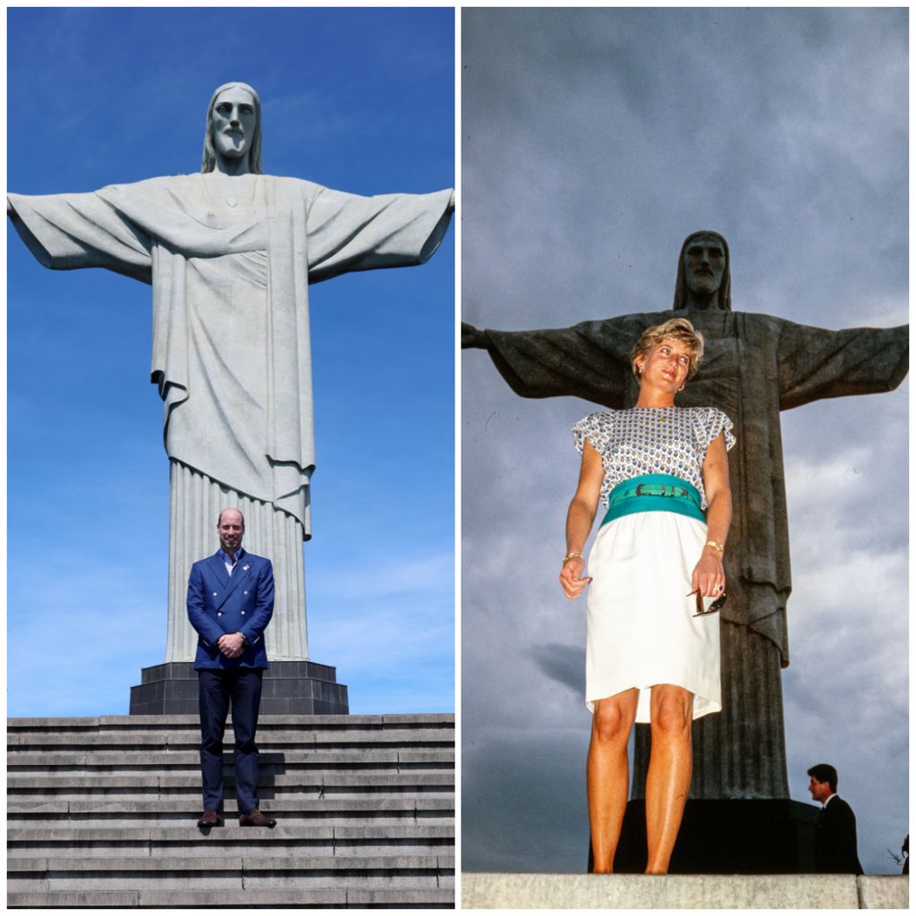 Prince William in 2025 and Princess Diana in 1991
