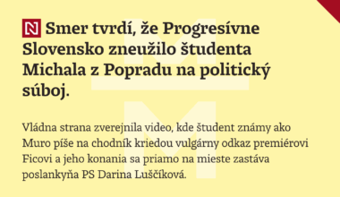 Smer tvrdí, že Progresívne Slovensko zneužilo študenta Michala z Popradu na politický súboj