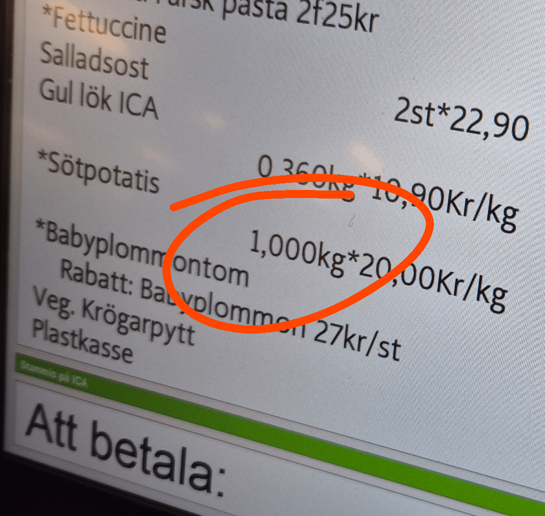 Frugan bad om "typ ett kilo" sötpotatis
