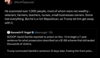 The Felon President gives pardons so easily that the DOJ might as well install a vending machine: insert bribe, receive freedom.