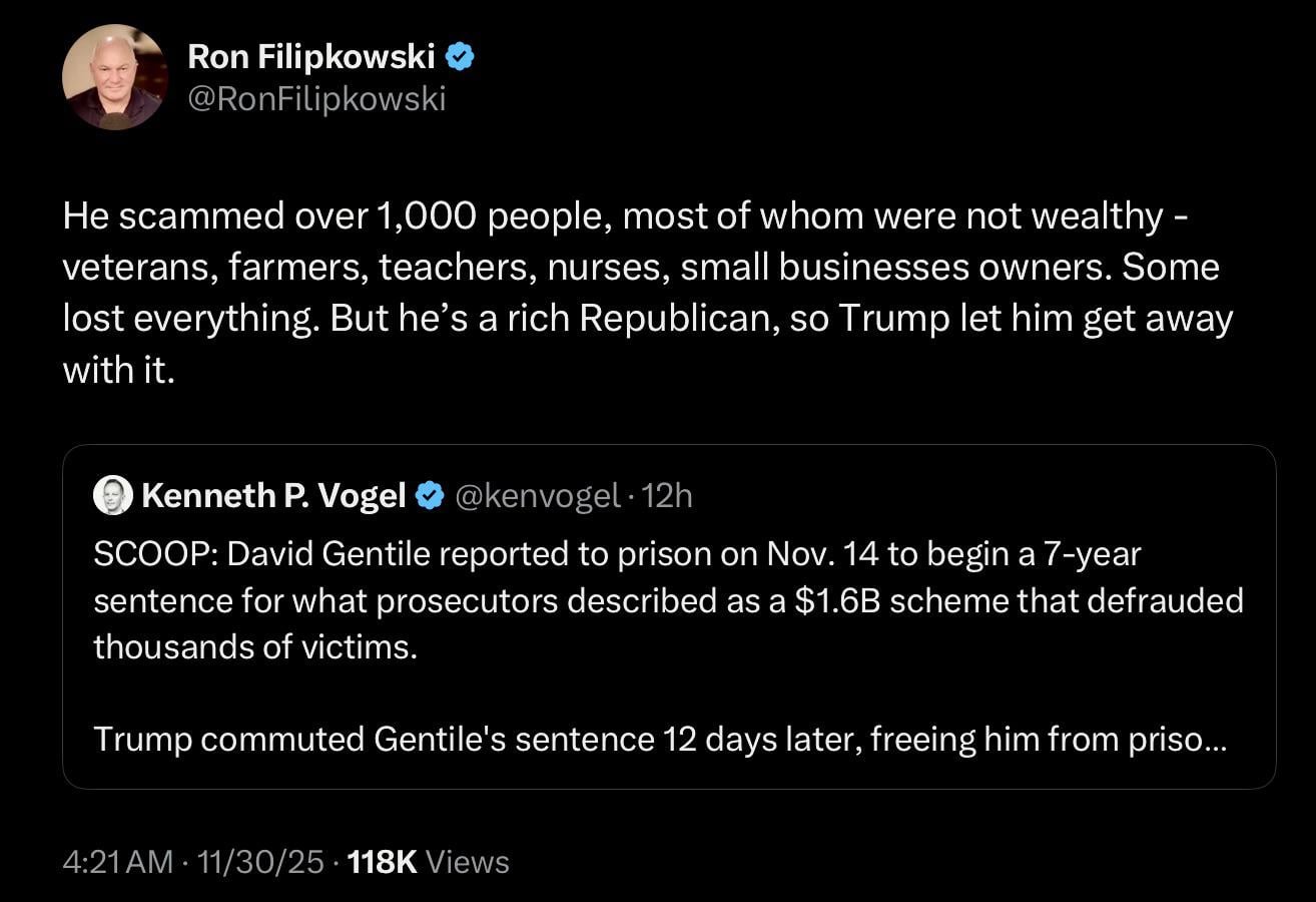 The Felon President gives pardons so easily that the DOJ might as well install a vending machine: insert bribe, receive freedom.