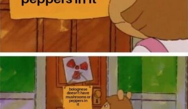 Anyone else's mum insist on putting peppers & mushrooms in a spaghetti bol