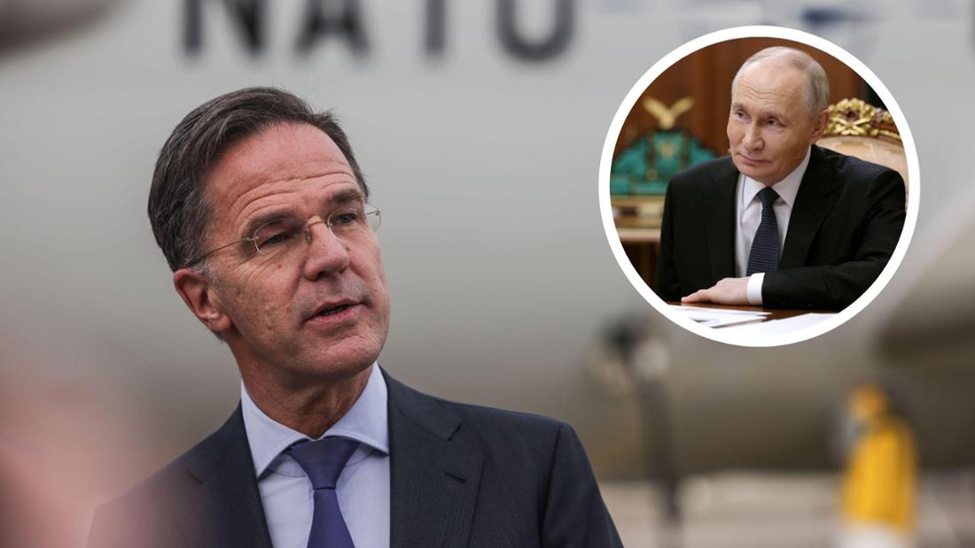 NATO-Generalsekretär Mark Rutte und Wladimir Putin.