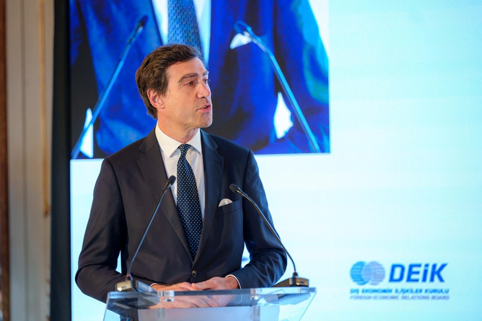 Arnaud Thysen, director-general of the European Business Summit (EBS), speaks during the EU-Türkiye Business Summit, Brussels, Belgium, Nov. 17, 2025. (Courtesy of DEIK)