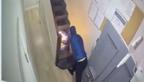 The suspect is seen igniting the blaze at the Drogheda IPAS Centre on Friday evening