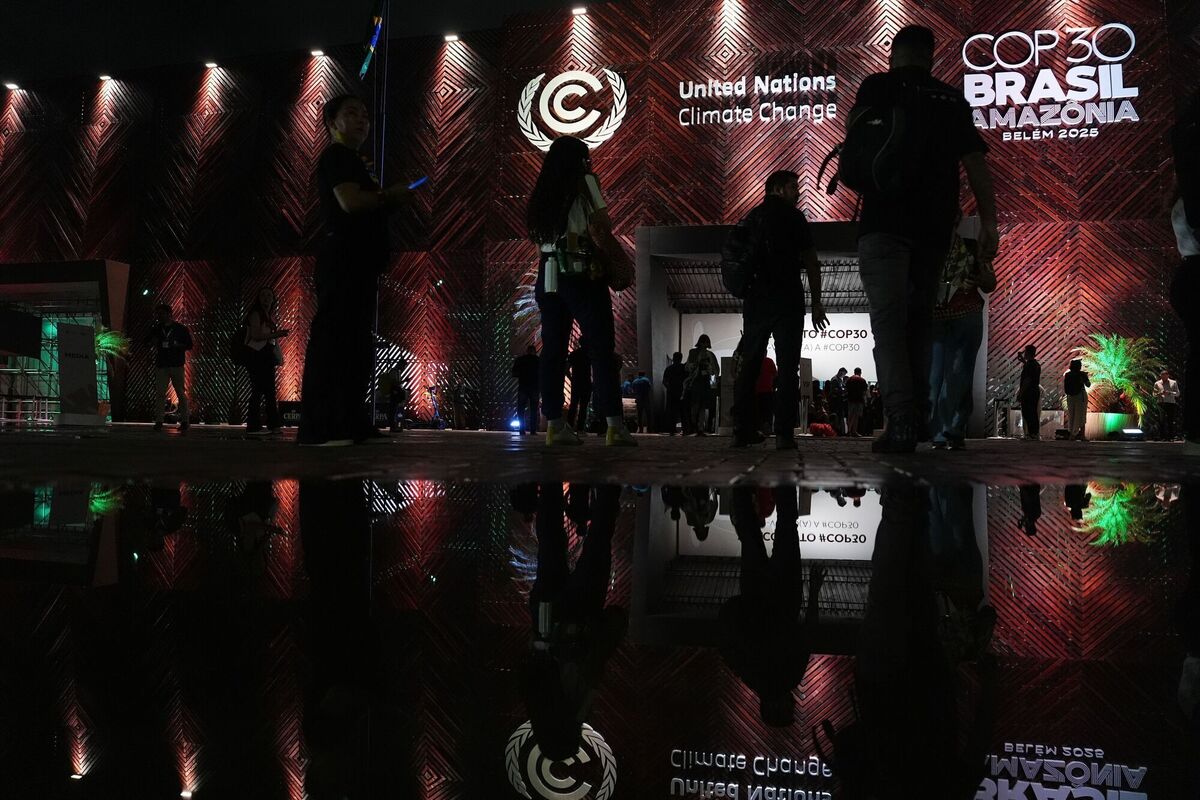 Delegates outside the venue for the COP30 UN Climate Summit on Tuesday in Belem, Brazil. Expectations are low for transformative climate justice on the world stage. Photo: AP/Joshua A. Bickel