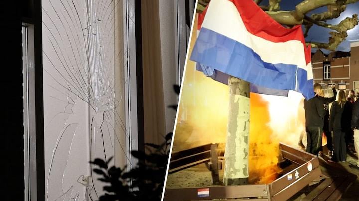 Raam van gemeentehuis Uitgeest kapot door vuurwerkbom bij anti-azc-protest