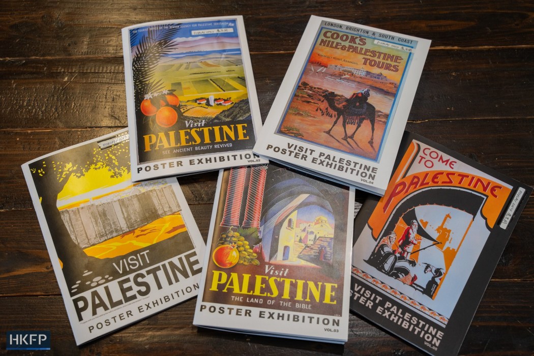 Zines accompanying the "Visit Palestine Project" exhibition on May 28, 2025. Photo: Kyle Lam/HKFP.