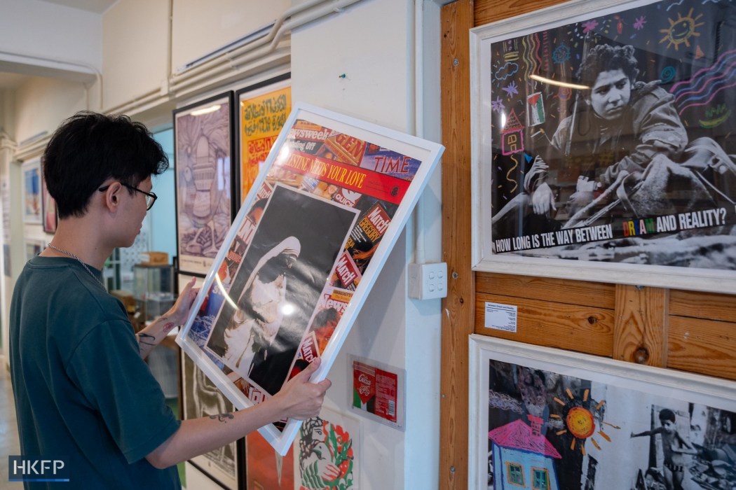 YY at the "Visit Palestine Project" exhibition on May 28, 2025. Photo: Kyle Lam/HKFP.