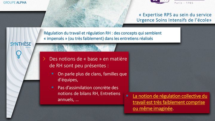 Extrait du rapport d’expertise du cabinet Secafi sur les risques psychosociaux (RPS) à l’école vétérinaire de Maisons-Alfort. (DR)