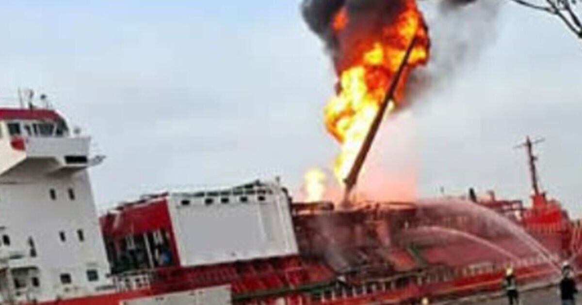 WW3 fears erupt as NATO country's ship explodes into flames after 'drone strike' | World | News